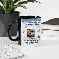 Custom Photo Pet Name Coffee Cup, Humorous Dog Adopted Us Ceramic Mug, Rescue Dog Lover Mug, Christmas Present for Dog Mom and Dog Dad Drinkware