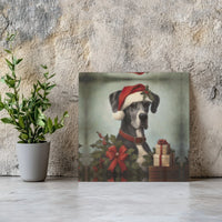 Vintage Holiday Dog Portrait Art, Great Dane Christmas Canvas, Festive Winter Dog Canvas Print, Great Dane Owner Holiday Present