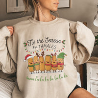 Humorous Mexican Food Christmas Crewneck, Tis the Season for Tamales Sweatshirt, Retro Foodie Holiday Pullover, Xmas Food Sweatshirt, Fan Present