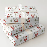 Sporty Santa Gift Wrap Roll, Lacrosse Santa Christmas Wrapping Paper, Lacrosse Player Holiday Paper, Winter Sports Present Gift Wrap