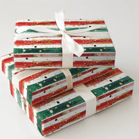 Red Green Gold Stripe Gift Wrap, Abstract Christmas Wrapping Paper, Watercolor Brush Strokes Gift Wrap, Polka Dot Holiday Paper