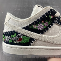 Low Top Sneakers, Black White Colorway, Embroidered Detail, Lace Up Design, Casual Gift for Sneaker Fans