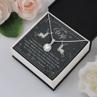 Christmas Message Keepsake Pendant, Wife Eternal Hope Necklace, White Gold Stainless Steel, Romantic Holiday Jewelry Present for Wife