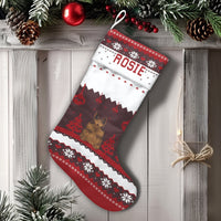 Ugly Sweater Pattern Holiday Stocking, Personalized Bunny Christmas Stocking, Adorable Rabbit Pet Lover Christmas Stocking, Comfy Mantel Decor