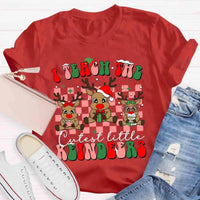 I Teach the Cutest Little Reindeers Shirt, Teacher Christmas T-Shirt, Humorous Holiday Educator Graphic Tee, Xmas Teacher Present