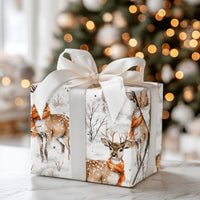 Winter Woodland Animal Gift Wrap, Watercolor Deer Christmas Wrapping Paper, Rustic Holiday Deer Wrapping Paper, Snowy Forest Gift Wrap Roll