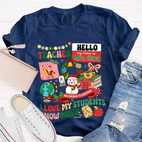 Custom I Love My Students Snow Much Shirt, Personalized Teacher T-Shirt, Christmas Teacher Tee, Custom School Name Holiday Graphic Shirt