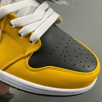 Mid Top Sneakers, White Black Yellow Colorway, Lace Up Design, Casual Gift for Sneaker Fans