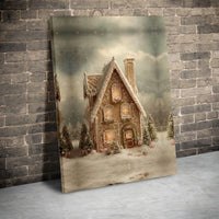 Winter Holiday Cabin Print, Gingerbread House Christmas Wall Art, Comfy Snowy Cottage Poster, Festive Seasonal Decor, Digital Download