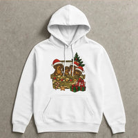 Adorable Wiener Dog Puppy Holiday Hoodie, Dachshund Christmas Hoodie, Retro Xmas Pet Lover Hoodie, Dog Mom Winter Sweatshirt, Christmas Dog Present