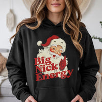 Retro Santa Christmas Sweatshirt, Big Nick Energy Hoodie, Humorous Holiday Santa Pullover, Sarcastic Xmas Present Hooded Sweatshirt for Men Women