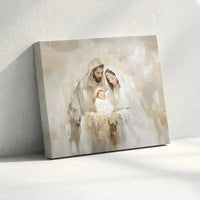 Jesus Mary Joseph Canvas Print, Holy Family Nativity Canvas Wall Art, Minimalist Nativity Wall Decor, Religious Christmas Canvas Present