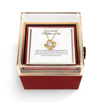 CZ Crystal Love Knot Pendant, Mother-in-Law Love Knot Necklace, Gold Finish Love Knot Jewelry, Christmas Present for Her, Birthday Present