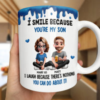Custom Mom Son Cartoon Coffee Mug, Humorous Mother and Son Ceramic Mug, Son Birthday Coffee Cup, Christmas Present for Son from Mom