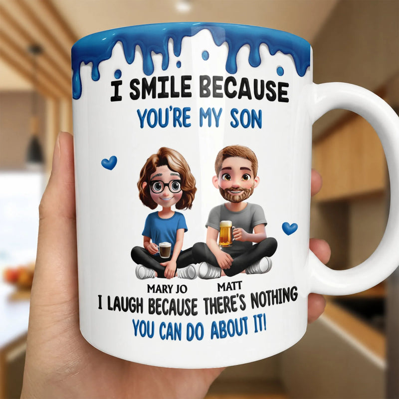 Custom Mom Son Cartoon Coffee Mug, Humorous Mother and Son Ceramic Mug, Son Birthday Coffee Cup, Christmas Present for Son from Mom