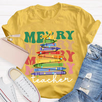 Holiday Classroom Graphic Shirt, Crayon Christmas Tree Teacher T-Shirt, Adorable Festive Xmas Tee, Present for Teachers