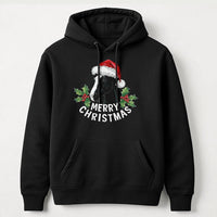 Santa Hat Equestrian Hooded Sweatshirt, Horse Merry Christmas Hoodie, Festive Horse Lover Pullover Hoodie, Adorable Winter Holiday Present for Her