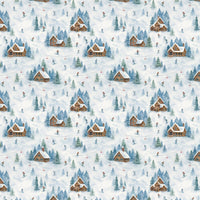 Watercolor Winter Chalet Gift Wrap, Ski Resort Christmas Wrapping Paper, Comfy Mountain Lodge Wrapping Paper Roll, Holiday Gift Wrap Paper