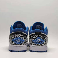 Low Top Sneakers, Blue White Colorway, Cracked Pattern, Lace Up Design, Casual Gift for Sneaker Fans