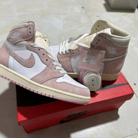 Retro High Top Sneakers, White Pink Colorway, Lace Up Design, Casual Gift for Sneaker Fans