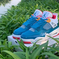 Sneakers, White Teal Red Colorway, Lace Up Design, Casual Gift for Sneaker Fans