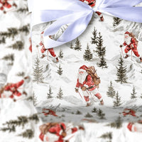 Mountain Expedition Christmas Gift Wrap, Hiking Santa Wrapping Paper, Watercolor Outdoor Santa Claus Present Paper, Rustic Winter Holiday Roll
