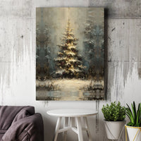 Impressionist Winter Forest Canvas Print, Christmas Tree Canvas Wall Art, Snowy Landscape Canvas Art, Holiday Season Wall Decor Present