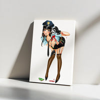 Bloody Christmas Candy Cane Canvas Print, Anime Police Girl Canvas Art, Edgy Holiday Wall Decor, Dark Manga Canvas Wall Art, Otaku Fan Present