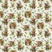Forest Animal Christmas Gift Wrap, Winter Woodland Mice Wrapping Paper, Holiday Mouse Present Paper Roll, Nature Xmas Wrapping Paper