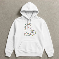 Fairy Lights Kitty Sweatshirt, Cat Christmas Hoodie, Adorable Cat Holiday Hooded Pullover, Festive Kitten Christmas Hoodie, Present for Cat Lovers