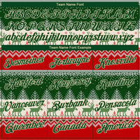 3D Reindeer Fair Isle Ugly Sweater Design, Custom Christmas Hoodie Sweatshirt, Personalized Name Number Holiday Hooded Pullover, Present