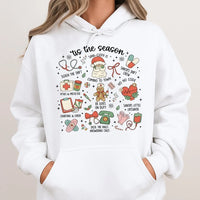 Adorable Holiday Medical Icons Hoodie, Nurse Christmas Hoodie, RN LPN CNA Winter Hoodie, Healthcare Worker Hooded Sweatshirt, Xmas Nursing Present