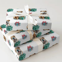 Watercolor Dog Holiday Gift Wrap, English Bulldog Christmas Wrapping Paper, Festive Puppy Wrapping Paper Roll, Dog Lover Xmas Present Wrap