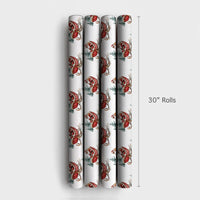 Watercolor Pine Tree Christmas Wrapping Paper, Black Santa Sleigh Wrapping Paper, Inclusive Holiday Gift Wrap, Festive Xmas Wrapping Paper