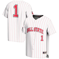 #1 Ball State Cardinals Lightweight Baseball Fashion Jersey - White