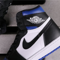 High Top Sneakers, Black Blue White Colorway, Lace Up Design, Casual Gift for Sneaker Fans