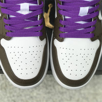 Low Top Sneakers, White Purple Brown Colorway, Lace Up Design, Casual Gift for Sneaker Fans