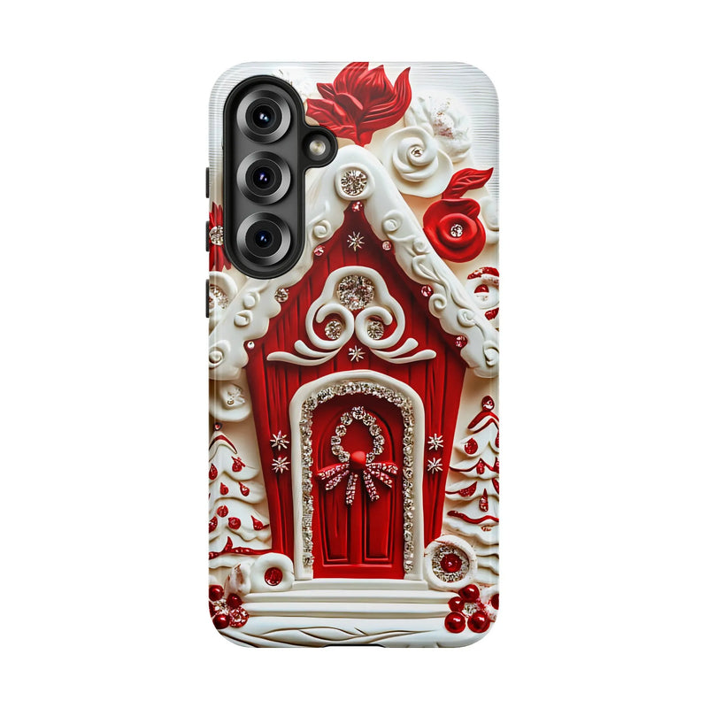Holiday Candy Cottage Phone Case, Christmas Gingerbread House Samsung Case, Adorable Festive Xmas Samsung Galaxy Cover, Winter Season Present