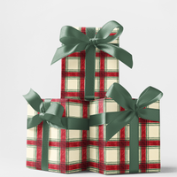 Classic Tartan Holiday Gift Wrap Roll, Cranberry Plaid Christmas Wrapping Paper, Winter Check Present Paper, Traditional Xmas Wrapping Paper