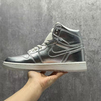 High Top Sneakers, Silver Colorway, Lace Up Design, Casual Gift for Sneaker Fans