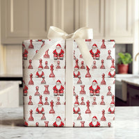 Red Chess Piece Holiday Gift Wrap, Chess Santa Christmas Wrapping Paper, Board Game Lover Xmas Wrapping Paper, Novelty Christmas Gift Wrap