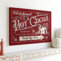 Farmhouse Christmas Canvas Print, Hot Cocoa Canvas Sign, Festive Cocoa Kitchen Wall Art, Hot Cocoa Canvas Decor, Winter Holiday Wall Decor