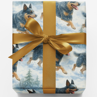 Blue Heeler Winter Gift Wrap, Australian Cattle Dog Wrapping Paper, Snowy Dog Holiday Wrapping Paper, Christmas Pet Lover Gift Wrap Roll