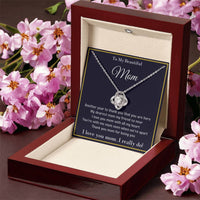 Cubic Zirconia Pendant Necklace, Love Knot Necklace for Mom, 14k White Gold Finish Jewelry, Meaningful Mother Christmas Present, Birthday Present