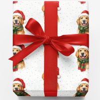 Christmas Dog Holiday Wrapping Paper, Santa Golden Retriever Wrapping Paper, Festive Puppy Xmas Gift Wrap, Dog Lover Winter Present Wrap