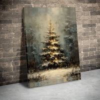 Impressionist Winter Forest Canvas Print, Christmas Tree Canvas Wall Art, Snowy Landscape Wall Decor, Holiday Season Canvas Art Present