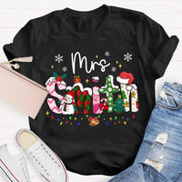 Custom Name Snowflake Holiday Shirt, Personalized Christmas Lights T-Shirt, Matching Family Xmas Graphic Tee, Holiday Season Present