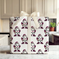 Buff Santa Mascot Gift Wrap, Devils Santa Christmas Wrapping Paper, Sports Fan Holiday Wrapping Paper, Maroon Mascot Gift Wrapping Paper
