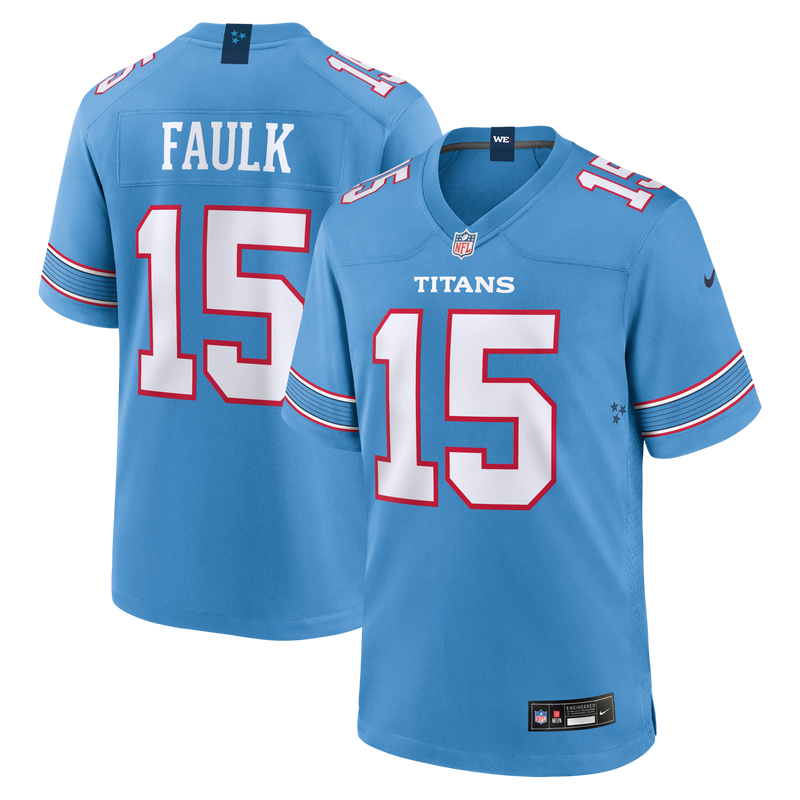 Tennessee Titans Keldric Faulk Light Blue Team Game Jersey