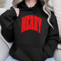 Varsity Font Christmas Hoodie, Merry Christmas Hoodie, Vintage Holiday Graphic Sweatshirt, Retro Xmas Hoodie, Unisex Christmas Season Present